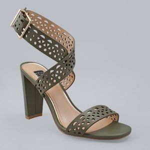 WHBM Laser-Cut High-Heel Ankle Strap Sandals